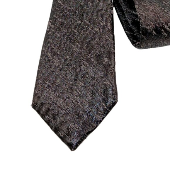Brooklyn Tailors Silk Tie Men’s 57” Charcoal Gray Glossy Vinyl Thick Wide New - Picture 1 of 3